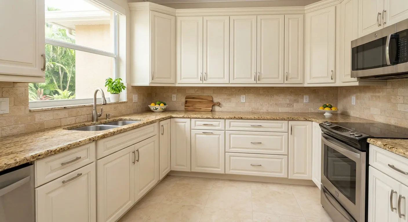 Professionally painted kitchen cabinets in a Fort Myers home